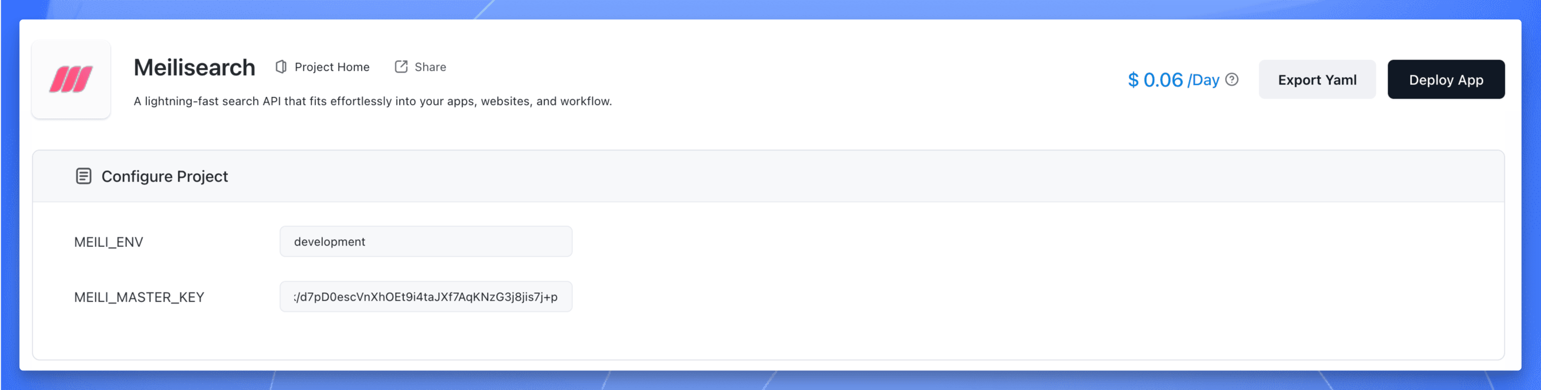 Deploying Meilisearch application on Sealos