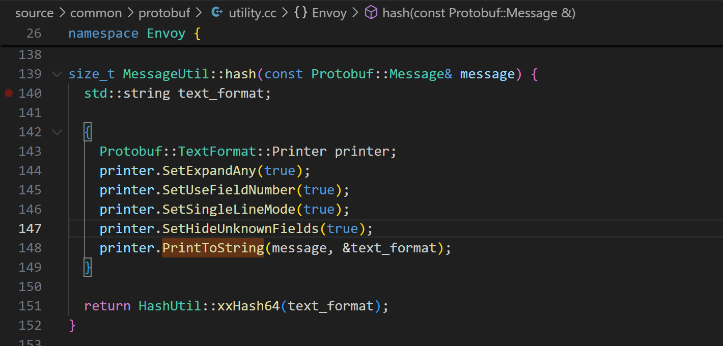 Envoy hashing serialized filterchain content with xxhash