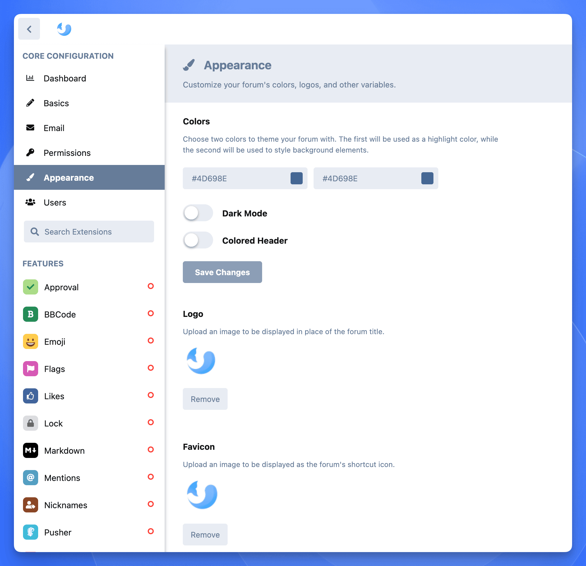 Color and Logo Settings
