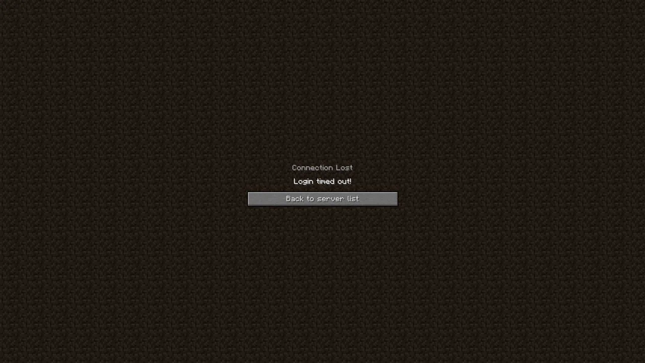 Eaglercraft browser client displaying the Login timed out error after the registration window expires.