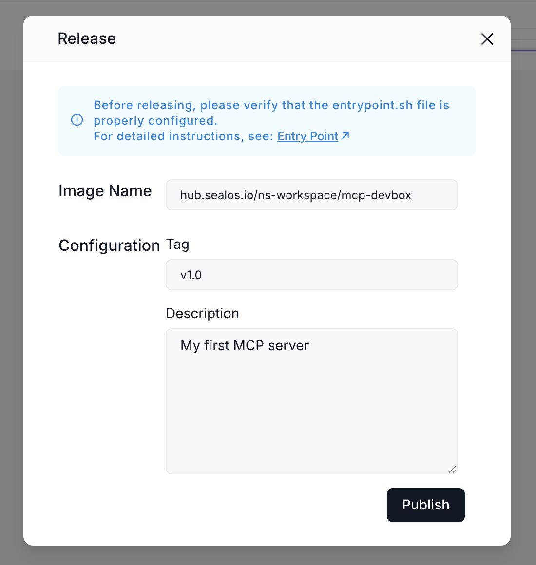 Once ready you can publish your DevBox