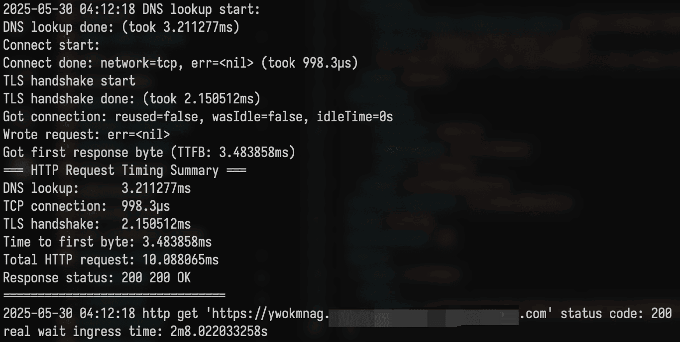 Sealos production Ingress response time - before